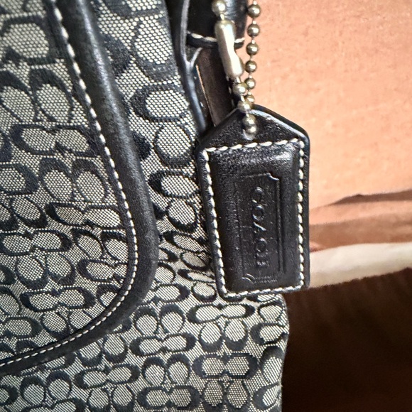 COACH Soho Signature Gray Black Jacquard bag & Silver Buckle